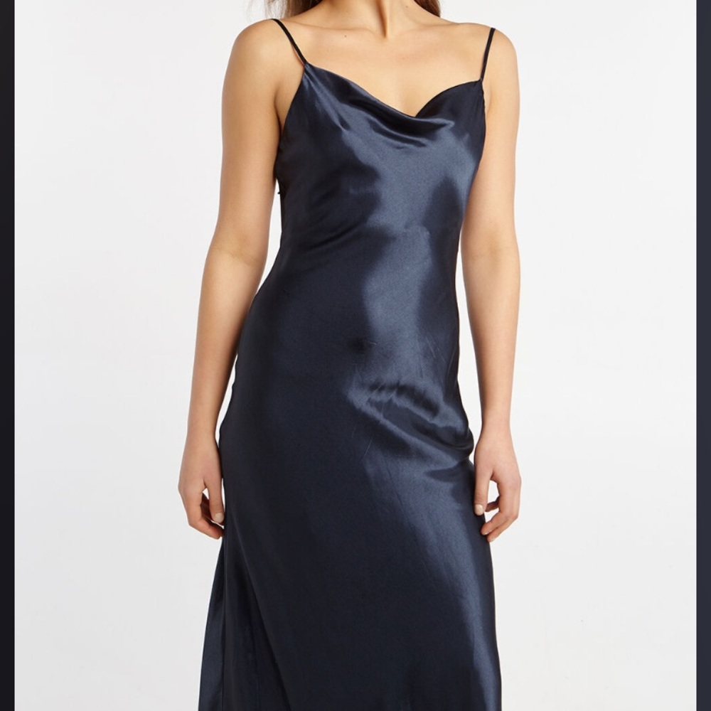 BARDOT ESTELLE DRAPE DRESS IN BLACK IRIS
